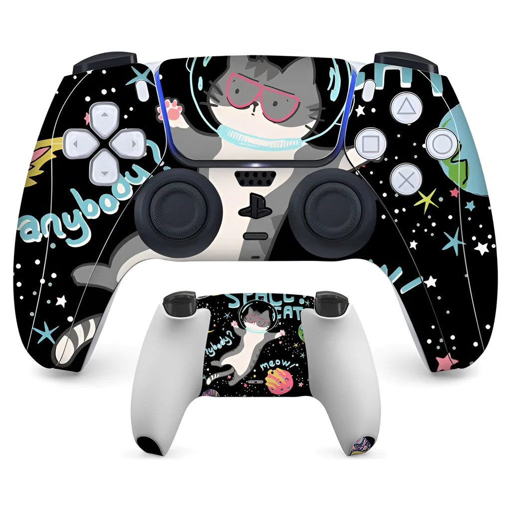 PS5 controller with anti-scratch stickers applied to front and back surfaces