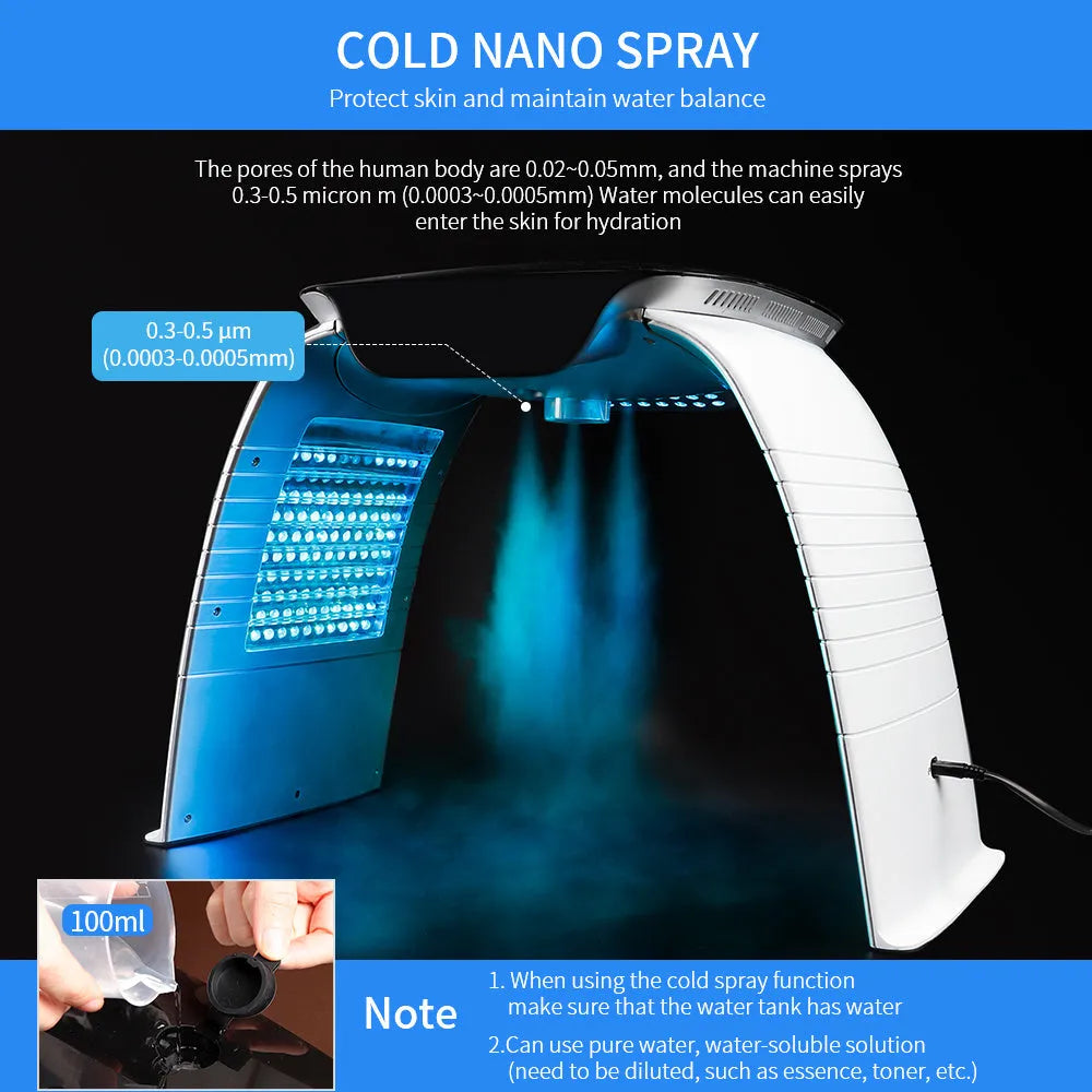 LED light facial mask 50W with 268 beads and hot and cold spray, red and white ABS beauty instrument