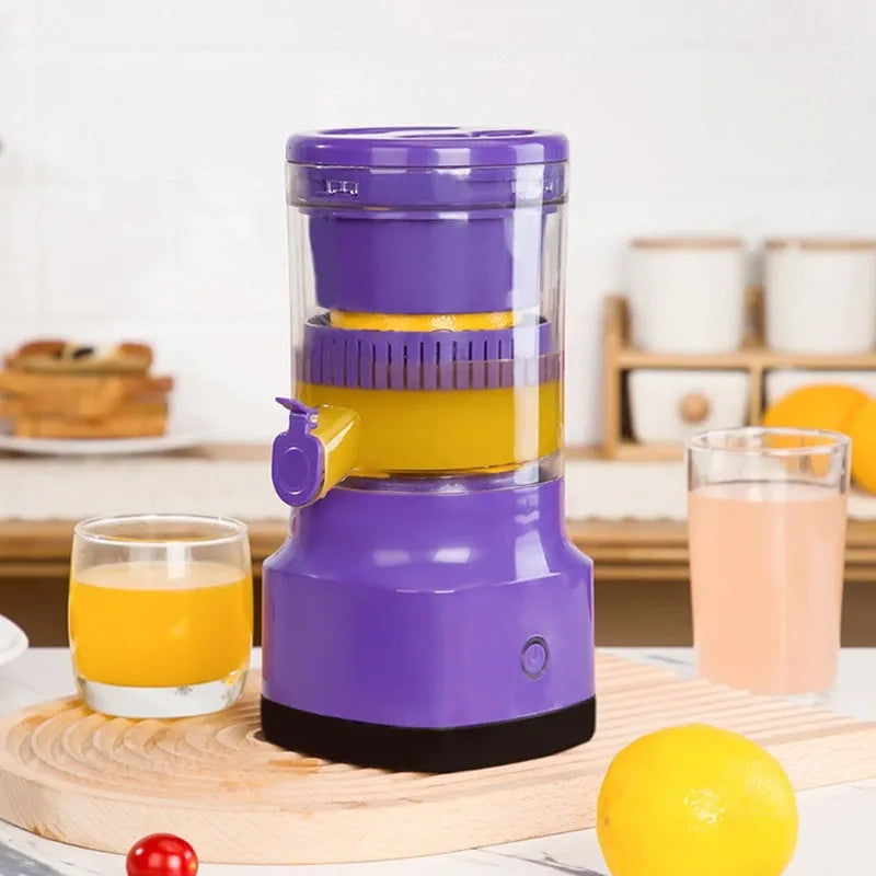 Purple USB rechargeable electric citrus juicer with detachable parts