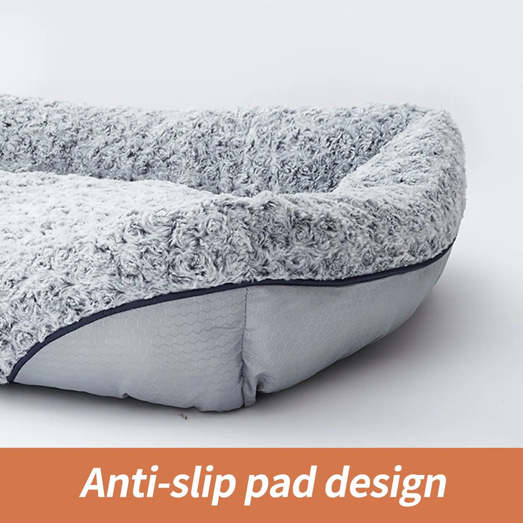 Swirl rose velvet dog bed with removable cushion for small and medium dogs and cats, S M L