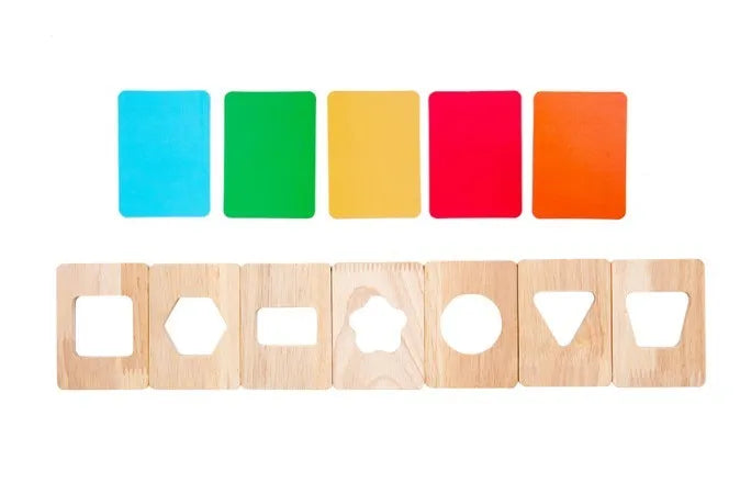 Wooden early education geometry puzzle with colour shapes, suitable for children aged 4-6 years, 30.5 x 13.5 x 3.9cm