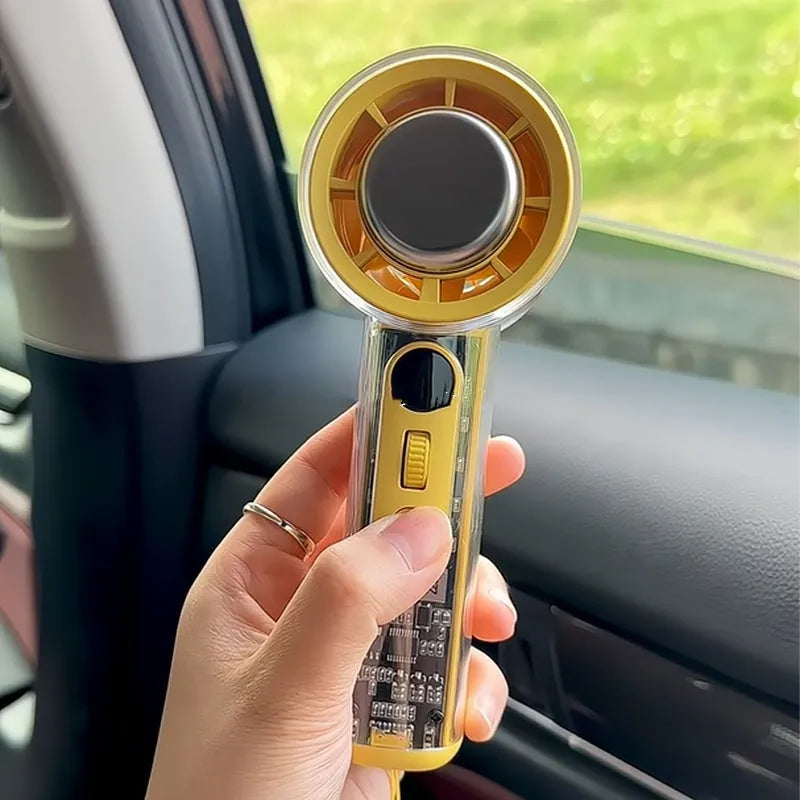 Portable handheld fan with refrigeration ice compress function in black, white or yellow colours