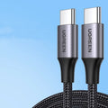 Double-ended Type-C PD fast charge cable nylon braided male to male straight head split style