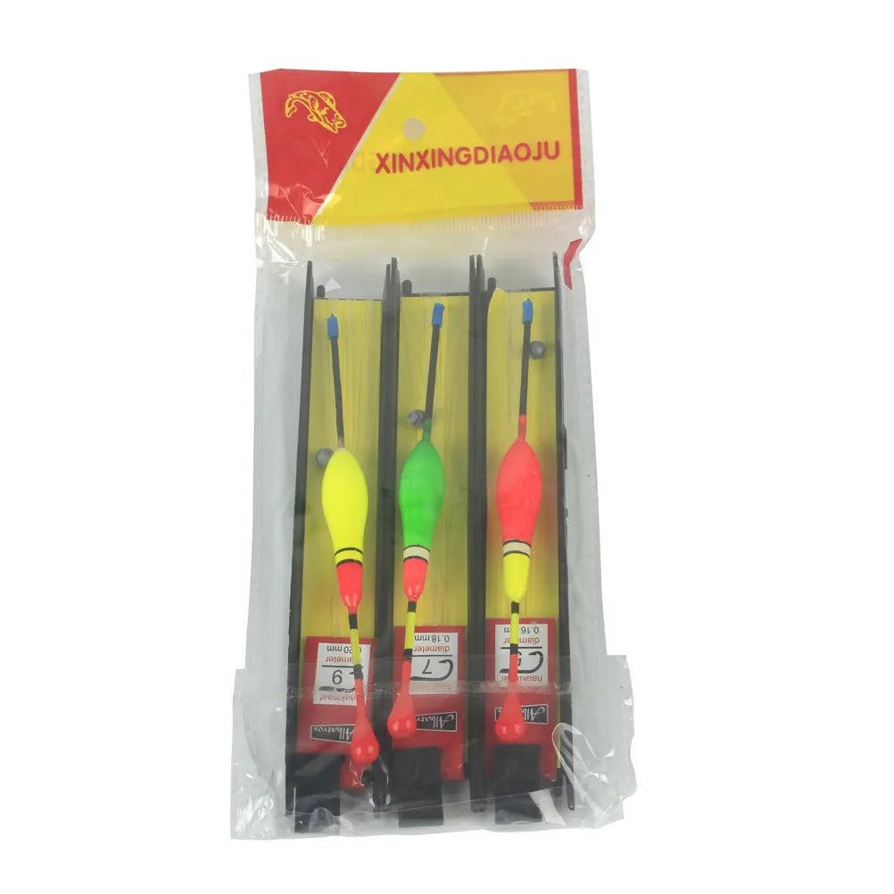 11mm 8.5g vertical fishing float with wire group and double hook, plastic body, 3-pack