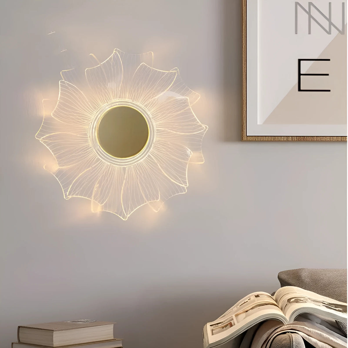 Petal acrylic LED wall lamp, 175 x 175 mm, windmill light colour, trichromatic dimming, 220V home wall light