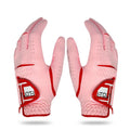 Pair of women's golf gloves in microfiber with anti-skid grip surface