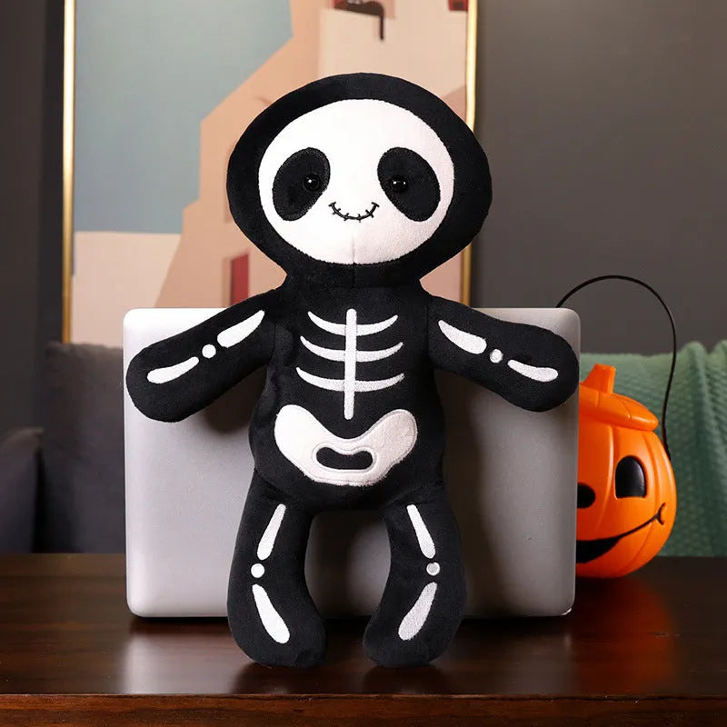 Halloween skull pillow plush toy in Skull Bob colour, 40cm height, soft decorative cushion for kids