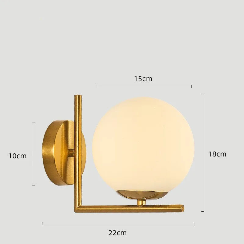 Modern copper colour glass wall lamp for bedside hallway living room