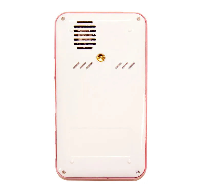 White and rose gold M6S miniature portable Android DLP smart projector on a table.