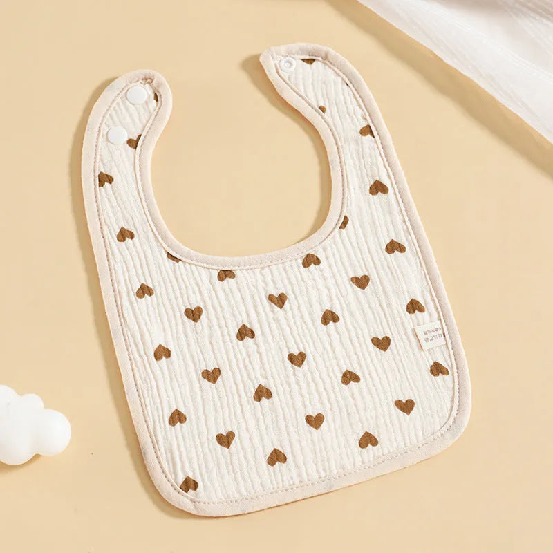 Pure cotton six-layer gauze baby U-shaped bib with waterproof backing, 23x33cm, in rainbow print