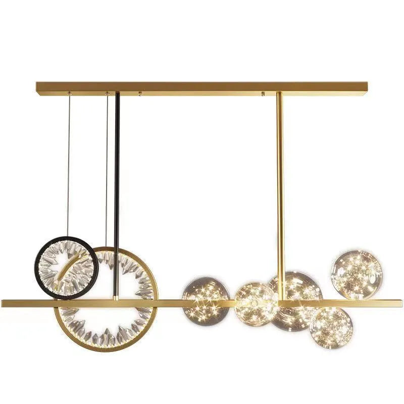 Glass chandelier with iron body in light luxury style, 95cm diameter, 27.5cm height, remote control