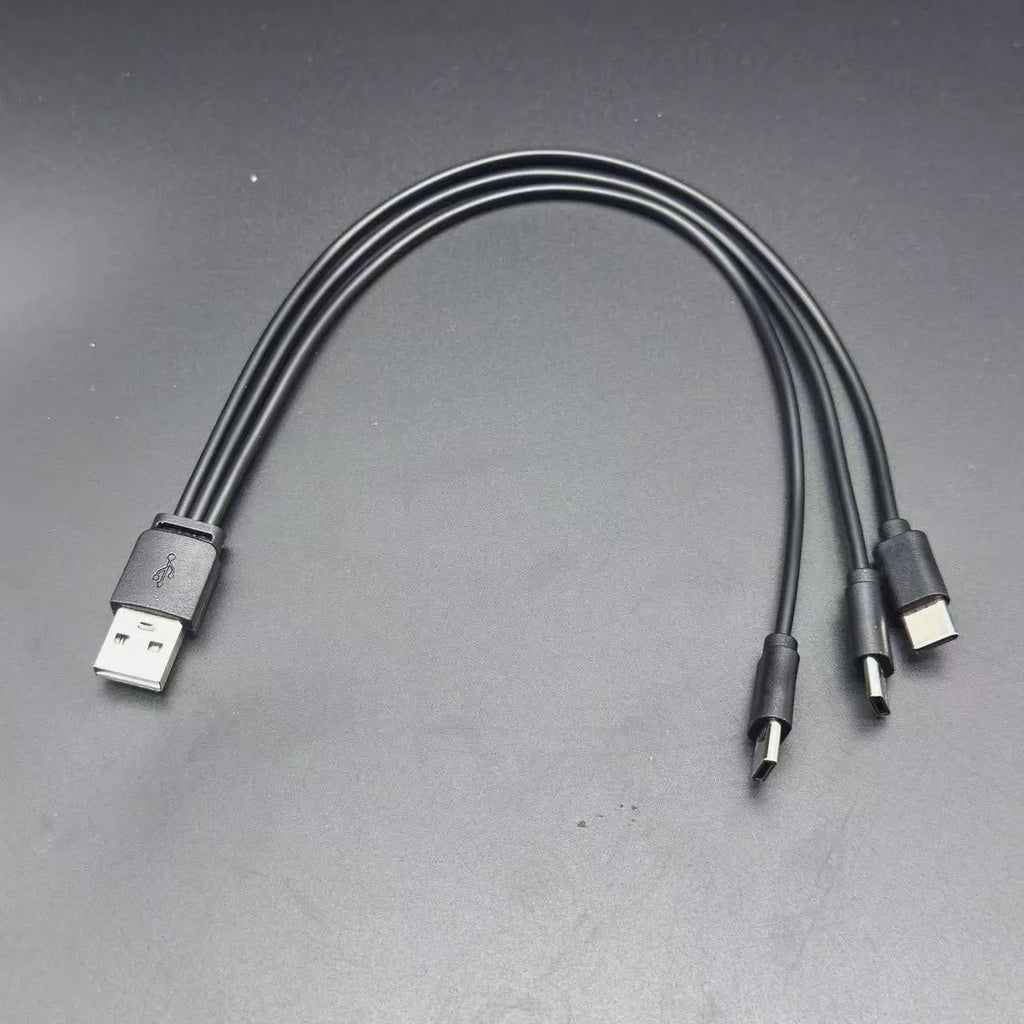 USB to three Type-C charging cable three-in-one design black PVC material