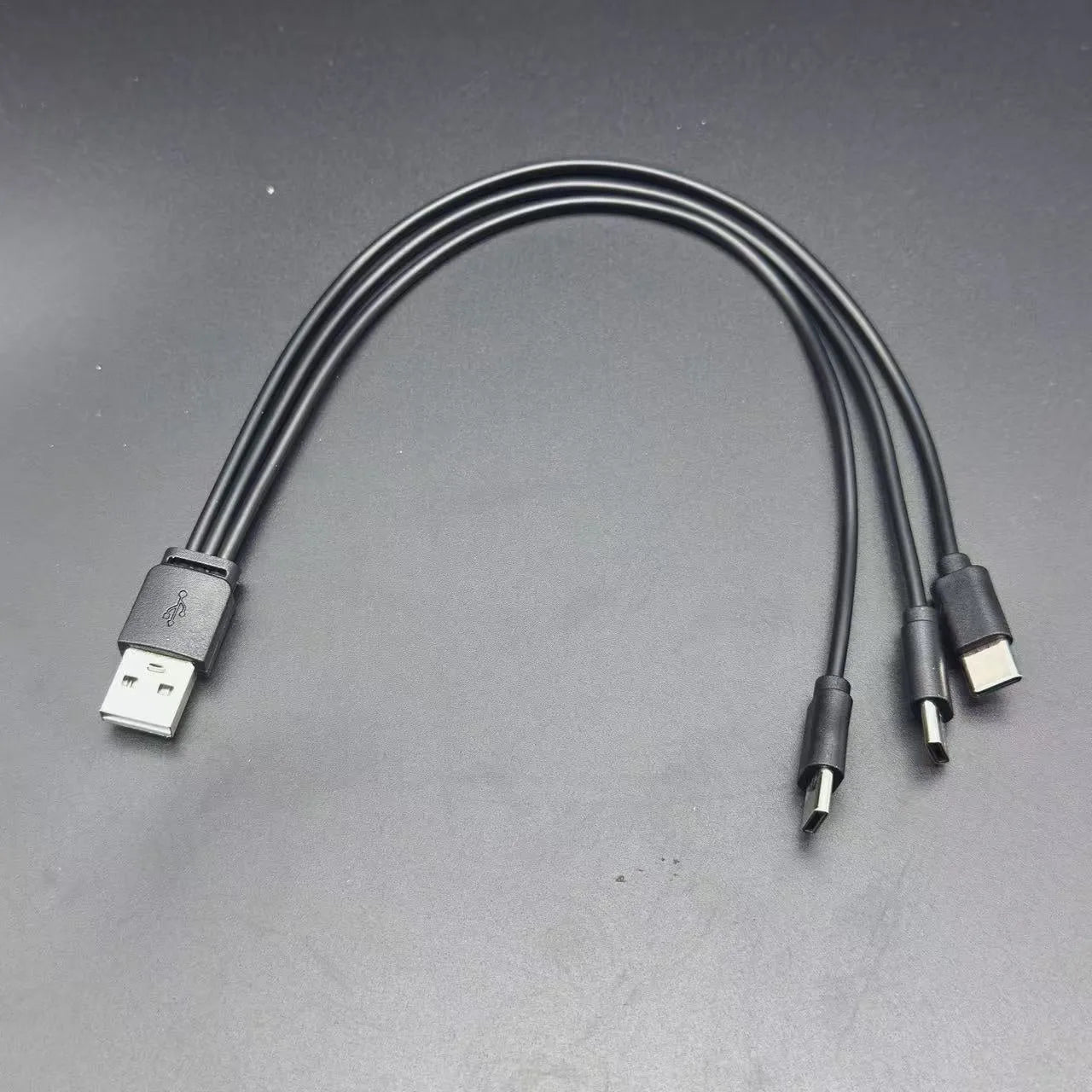 USB to three Type-C charging cable three-in-one design black PVC material