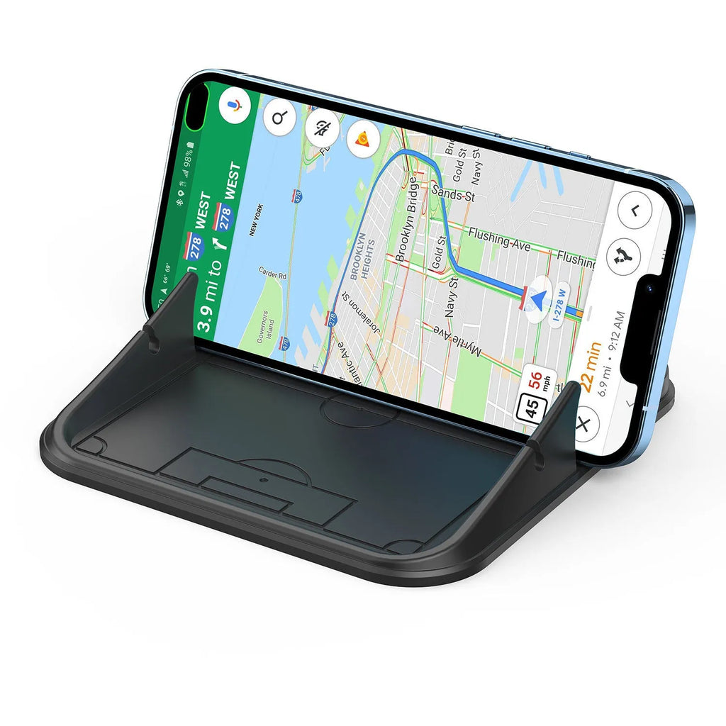 Peak-X5 silicone automobile phone holder with flexible construction for car and desktop mounting