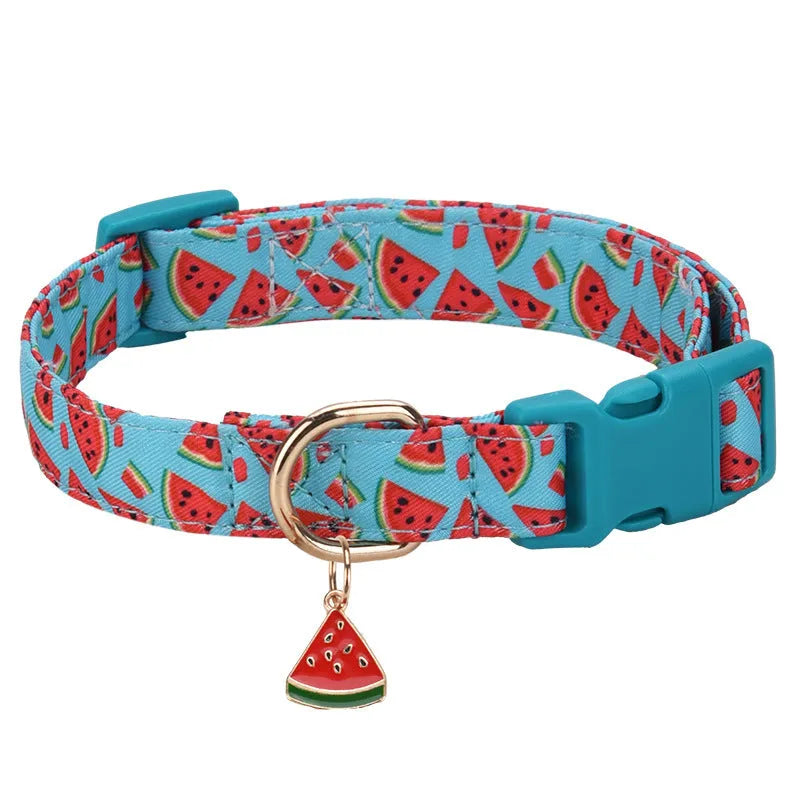 Floral polyester adjustable dog collar for traction in a pink colour, shown on a white background