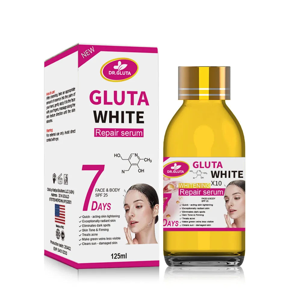 125ml glutathione whitening serum bottle for 7-day whitening repair, moisturising and anti-ageing facial care