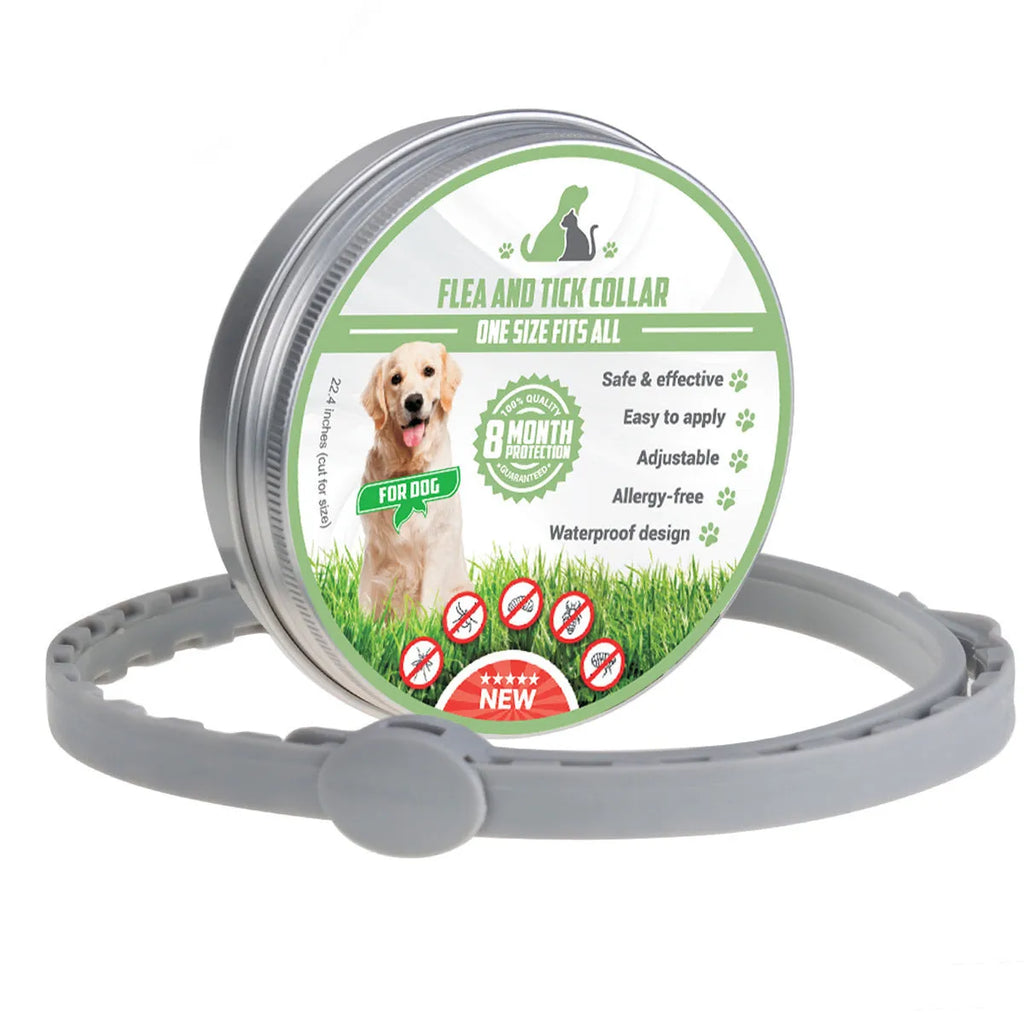 Grey natural essential oil flea repellent pet collar adjustable 57 cm for dogs and cats
