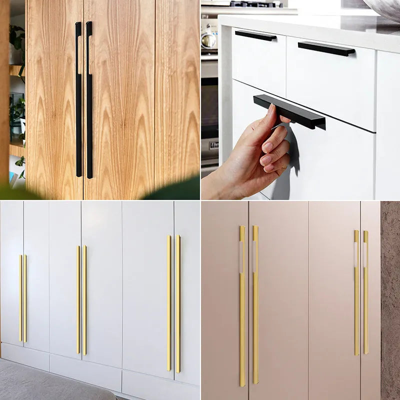 Modern gold T-shaped aluminium single hole cabinet door handle