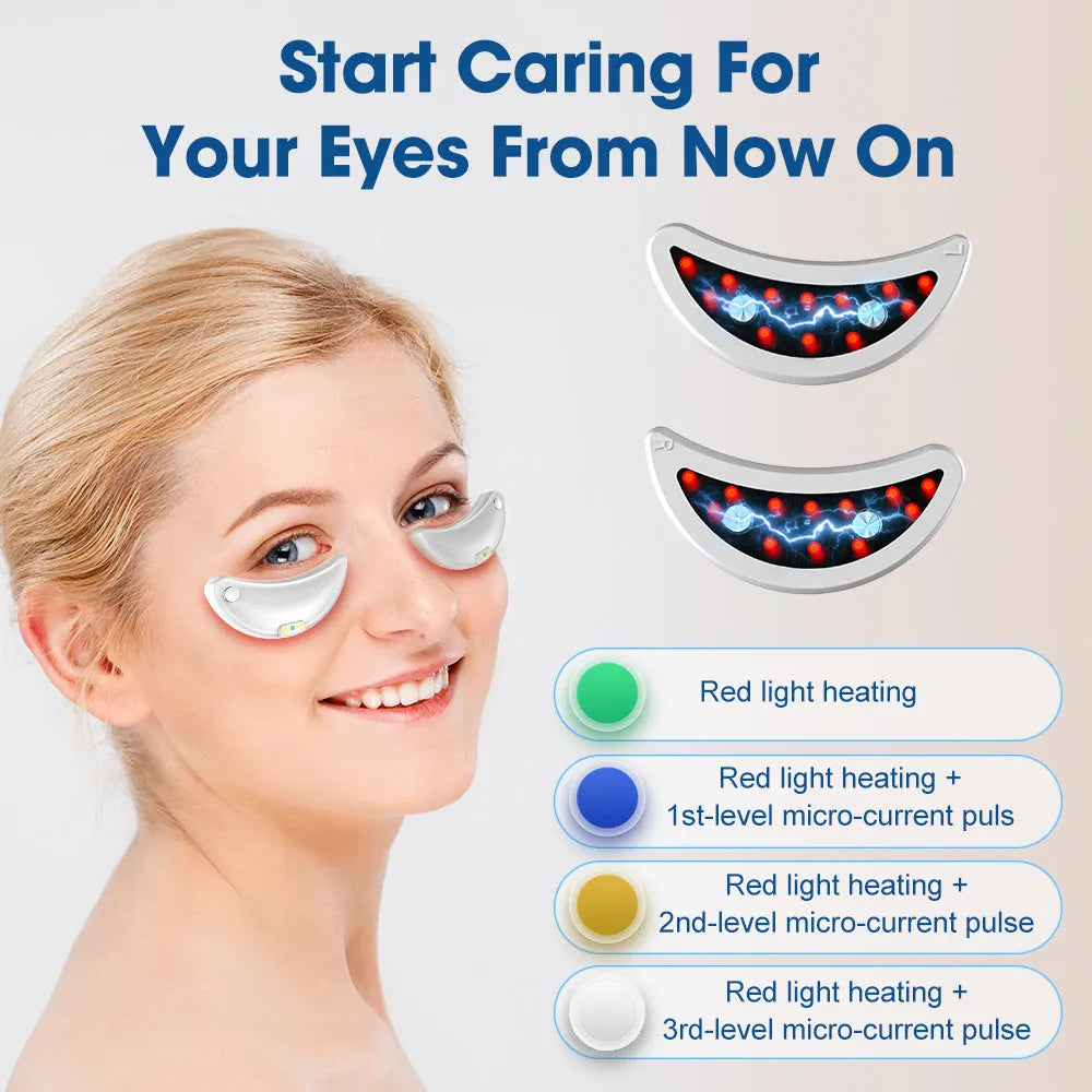 White wireless red light EMS eye and facial massager for home beauty treatment