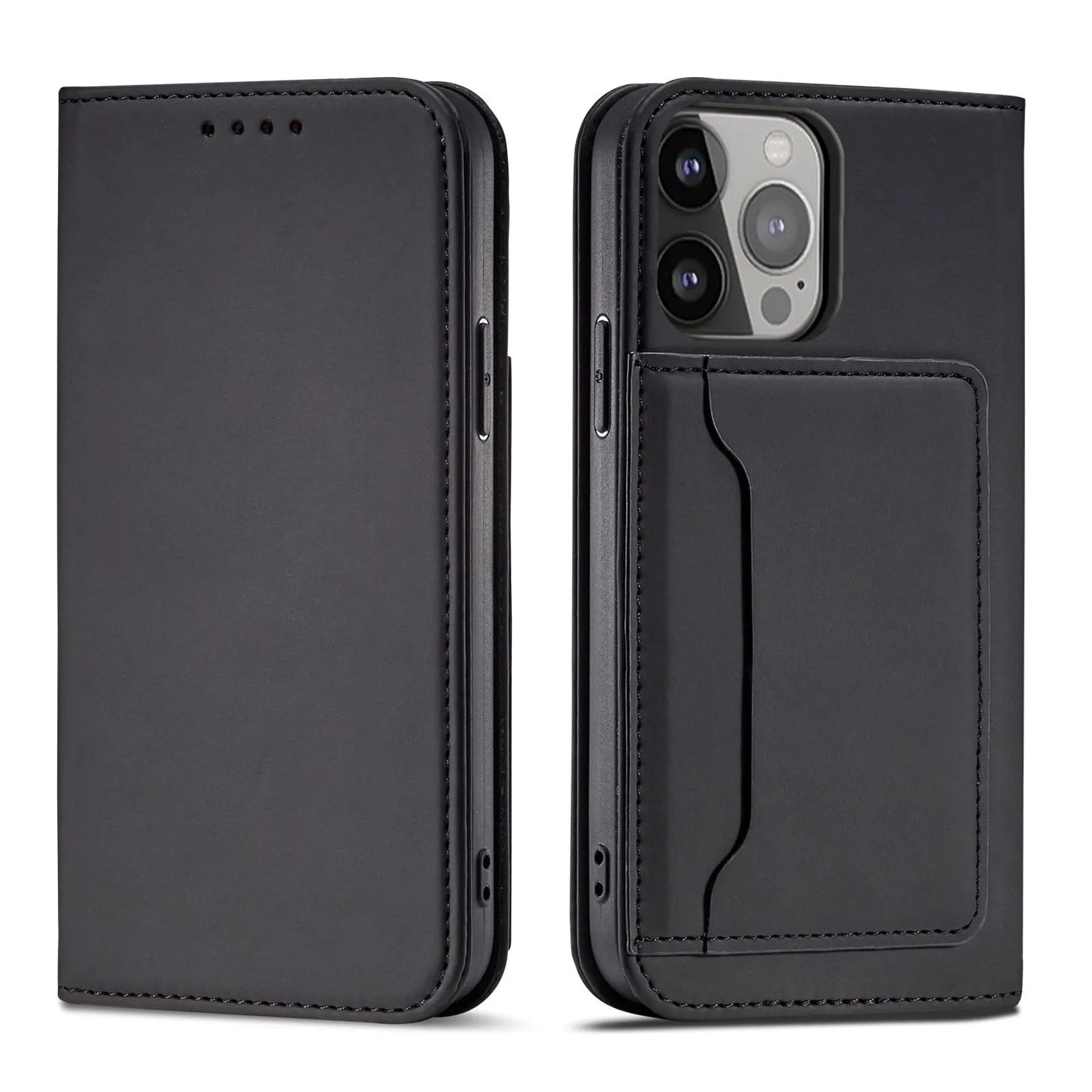 Card phone holster holder protective cover in solid colour with card slot flipped open showing phone