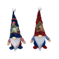 Two red and brown cloth Rudolf reindeer doll ornaments on a white background.