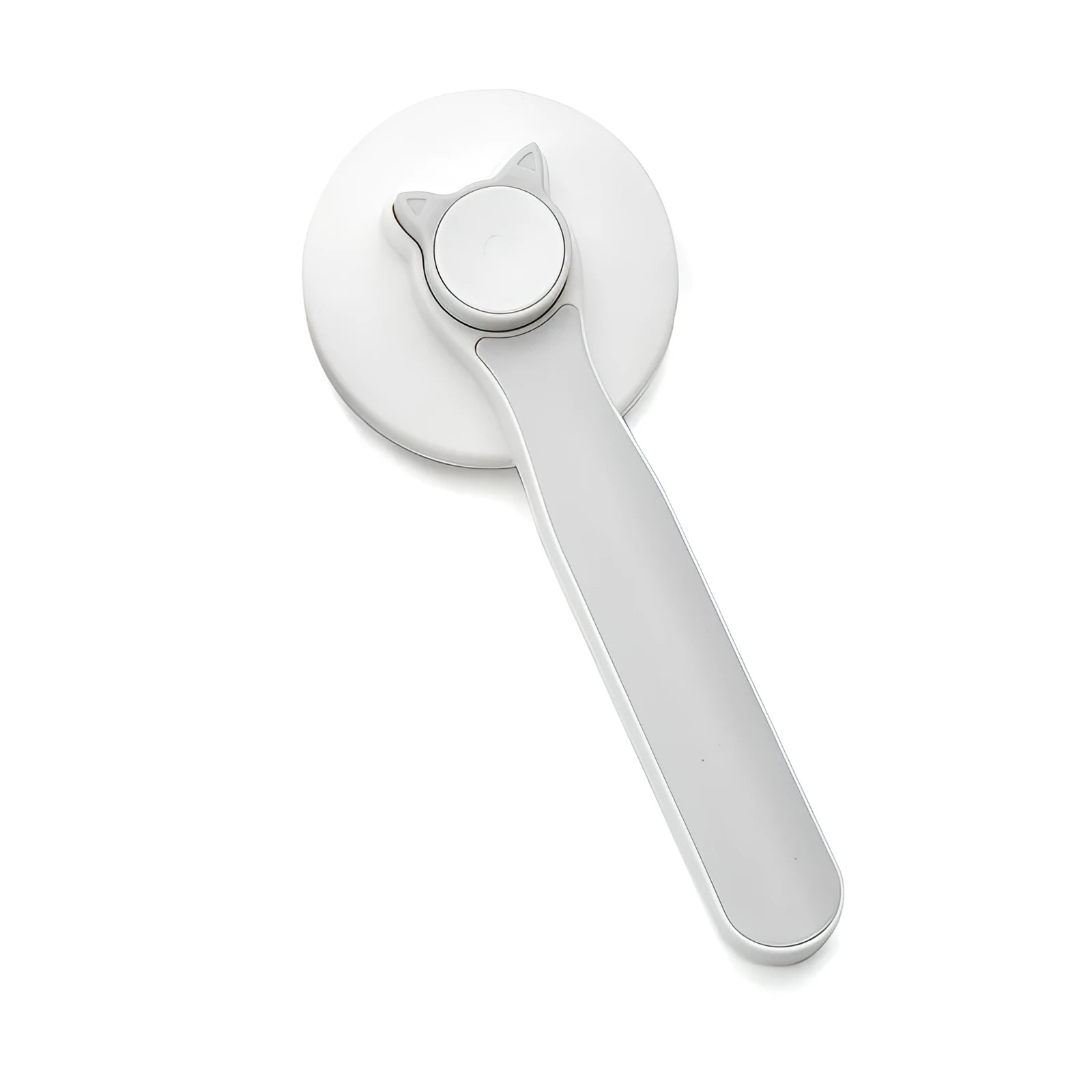 Blue self-cleaning slicker brush for dogs and cats with rubber handle and stainless steel pins.