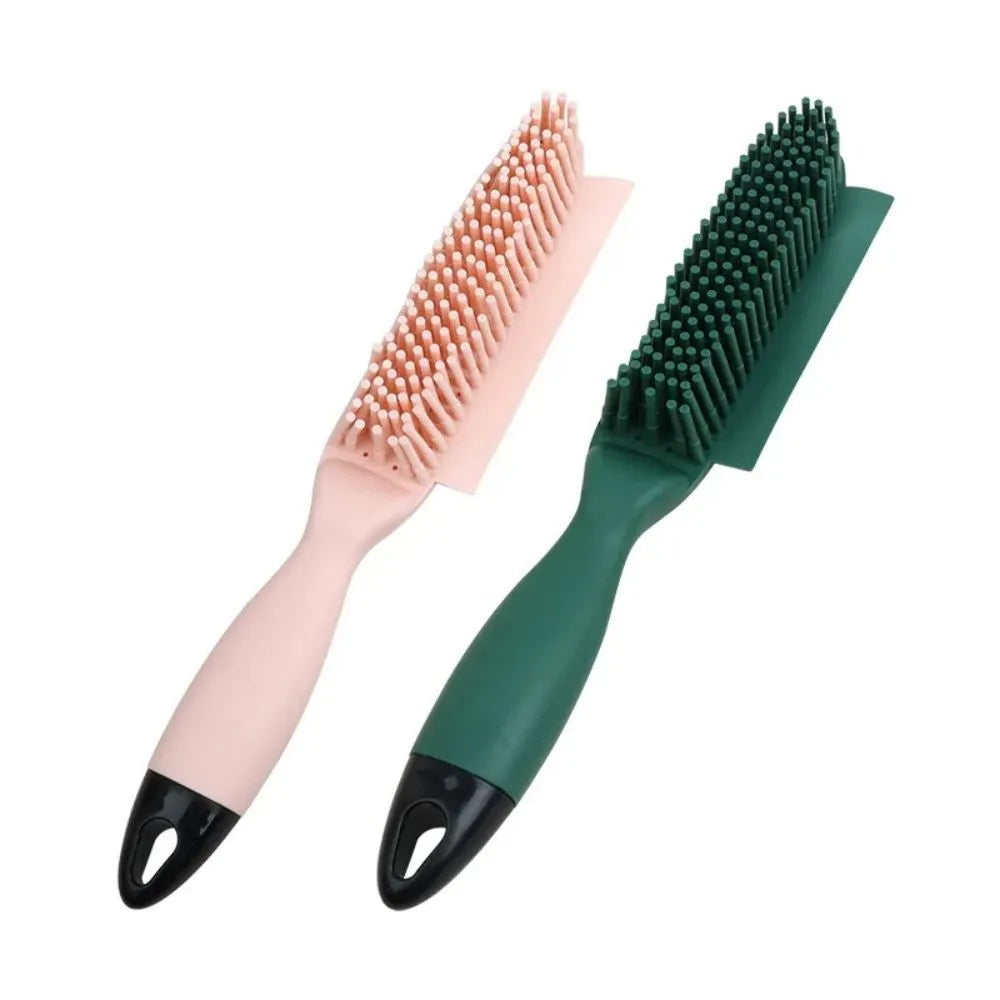 Green pet grooming brush with circular rubber massage teeth for dog and cat hair removal
