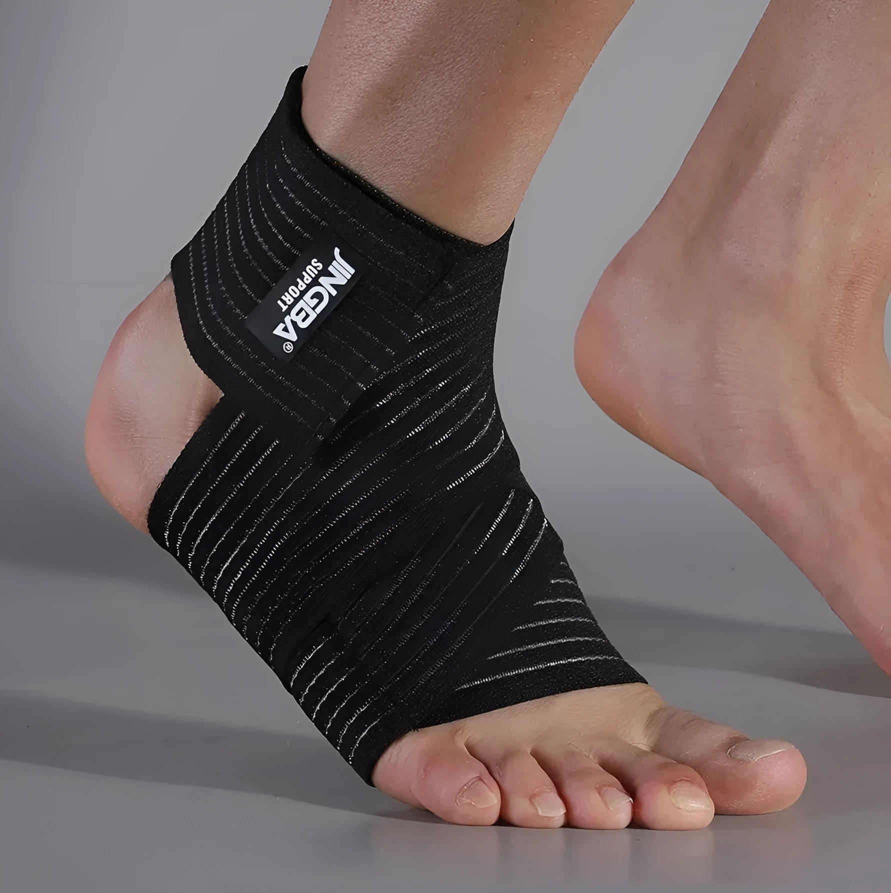 Adjustable sports ankle bandage in black and khaki colours for running basketball cycling support