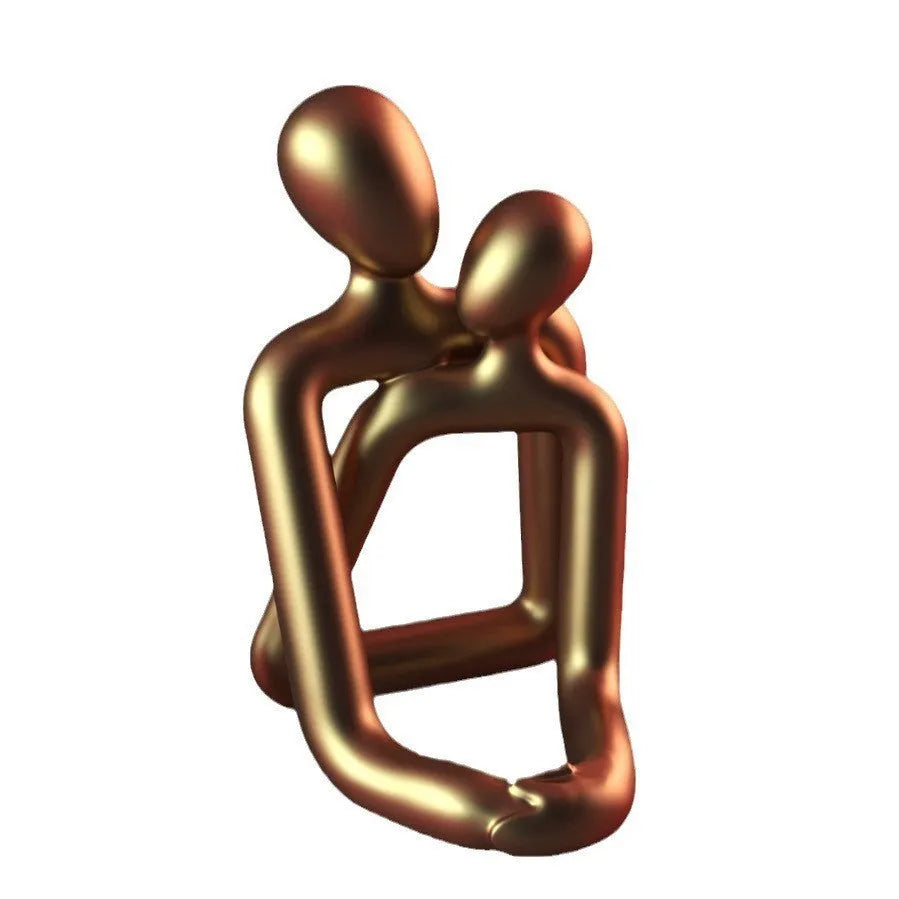 Modern simple style resin statue of a couple in milky white or gold colour.