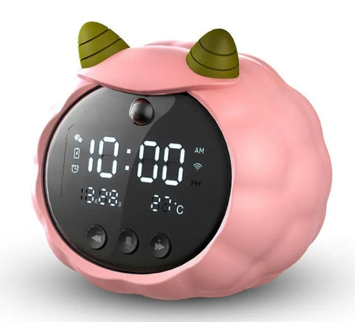 Smart alarm clock with voice control, motion sensor, and luminous display in silicone construction