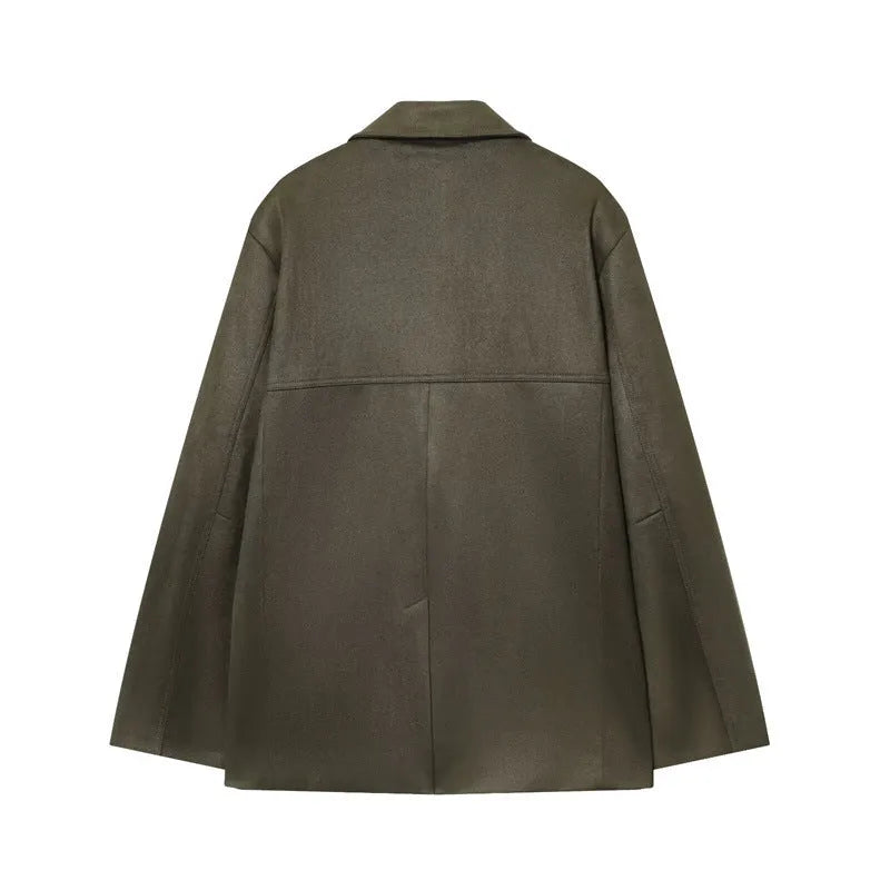 Women's suede effect suit jacket and shorts set in solid colour, long sleeve button front, sizes XS to L