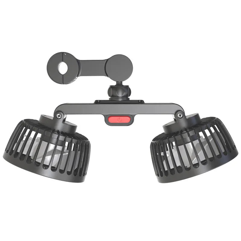 Black car USB rear pillow single head fan with adjustable wind output for vehicle interiors