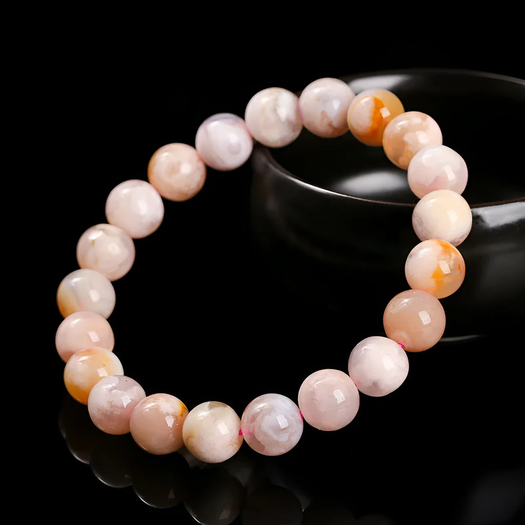 3A natural cherry agate women's bracelet with geometric round beads in sweet style design