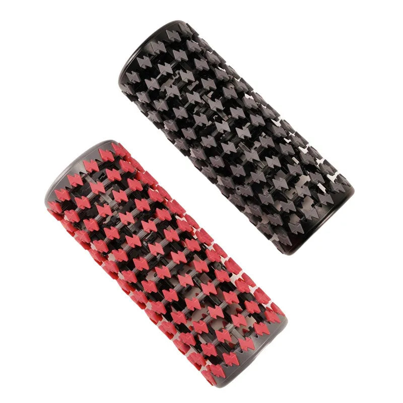 Adjustable telescopic foam roller in black, pink, red or yellow colours for home fitness and muscle relaxation