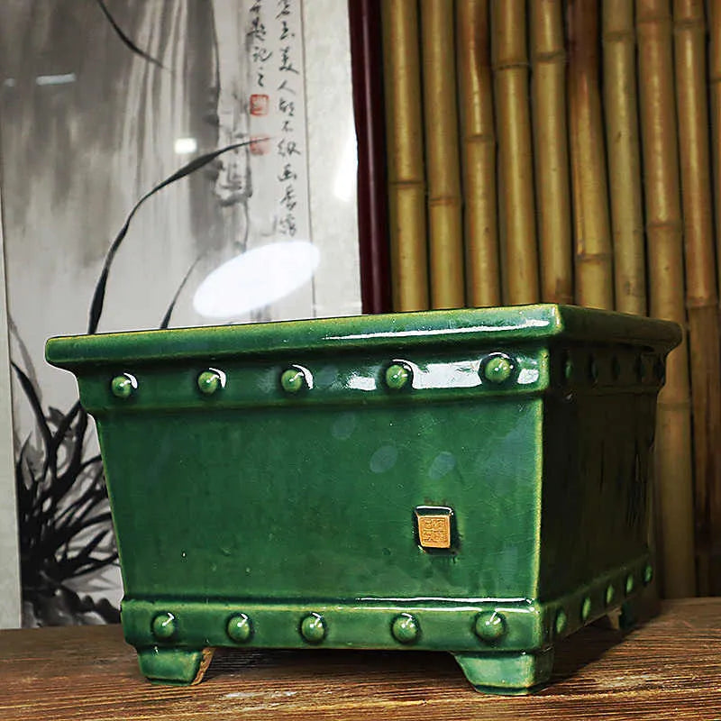 Lingnan Shiwan ceramic flowerpot with crackle glaze surface available in multiple colours