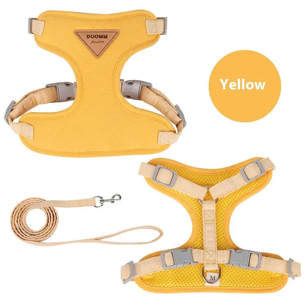Cat chest harness and rope set in beige, sizes XS to L