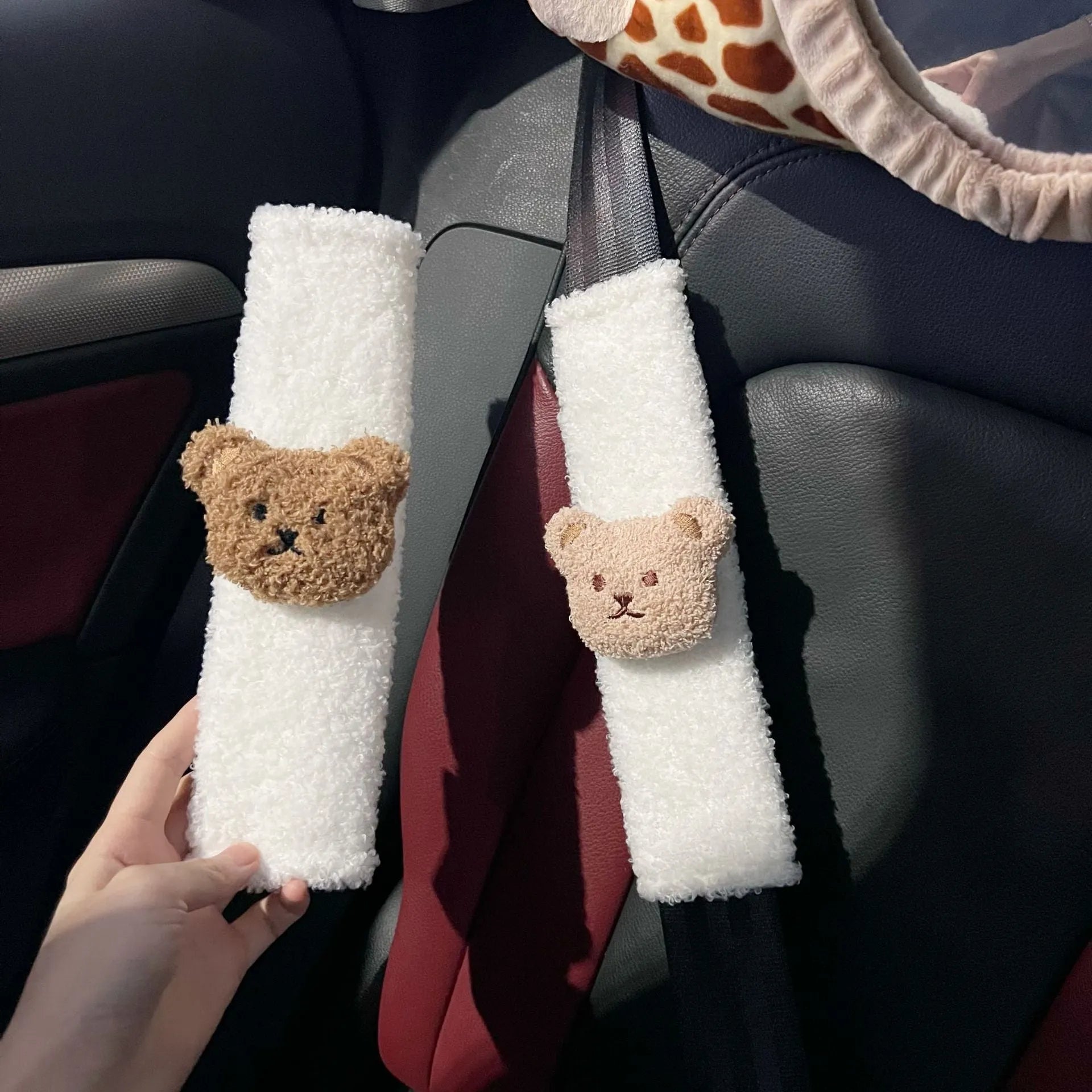Cartoon bear shoulder seat belt protective cover in plush material