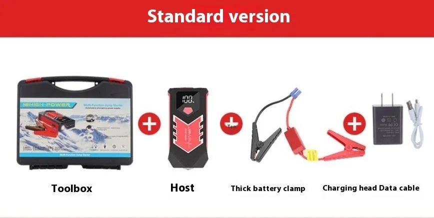 8000mAh automobile emergency start power source with smart clips and charging kit in toolbox