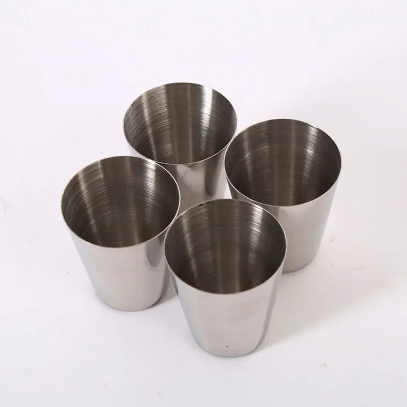 30ml stainless steel shot glass set with six cups in PU leather holder silver finish