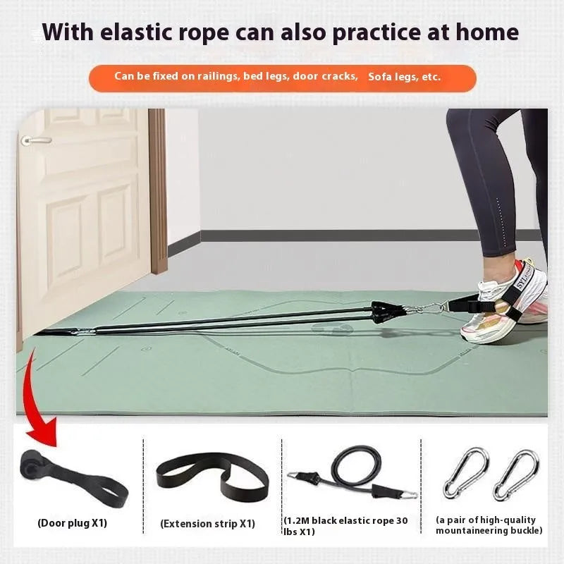 Black ankle strap with metal buckle for leg attachment in rope access or training
