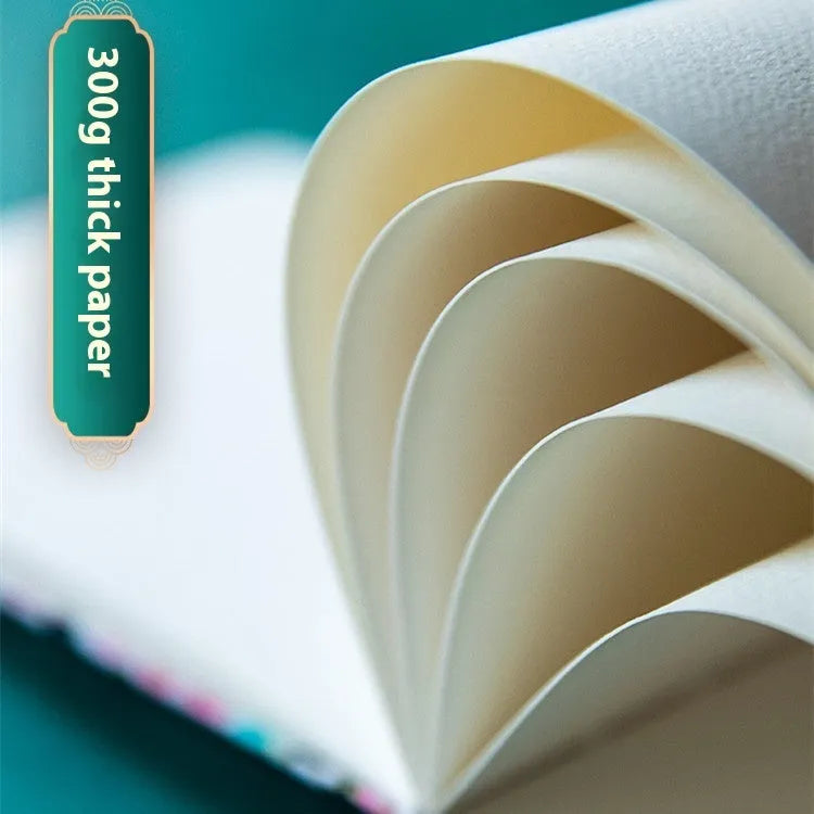 Feiluniao handmade watercolour notebook with fabric cover showing thematic design options