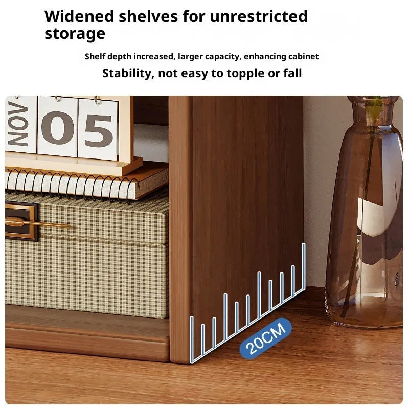 Three-layer desktop bookshelf in dark walnut 50cm width density board desk storage rack
