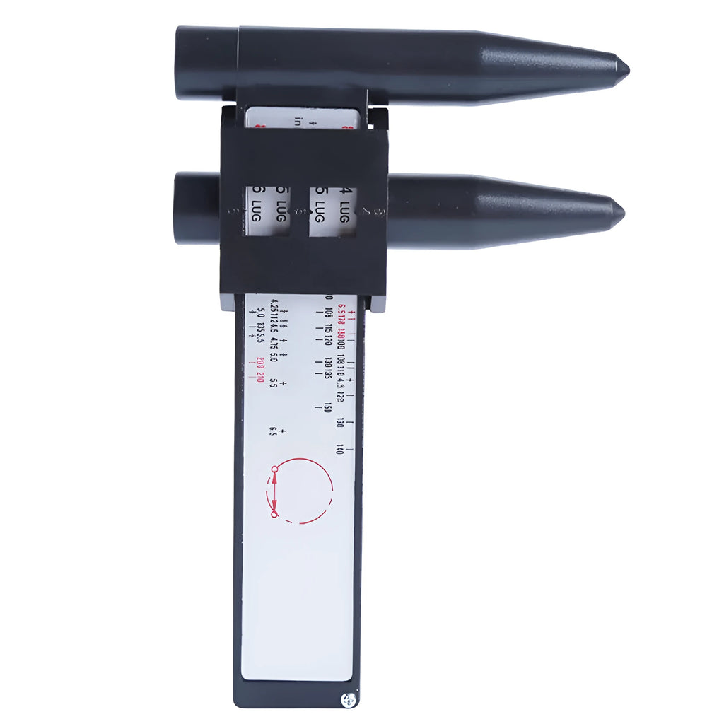 Digital hole distance measuring tool with plastic construction for wheel hub modification projects
