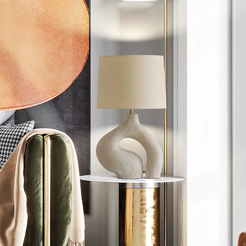 Modern minimalist Nordic fabric table lamp with resin base and cloth lampshade 30x45cm