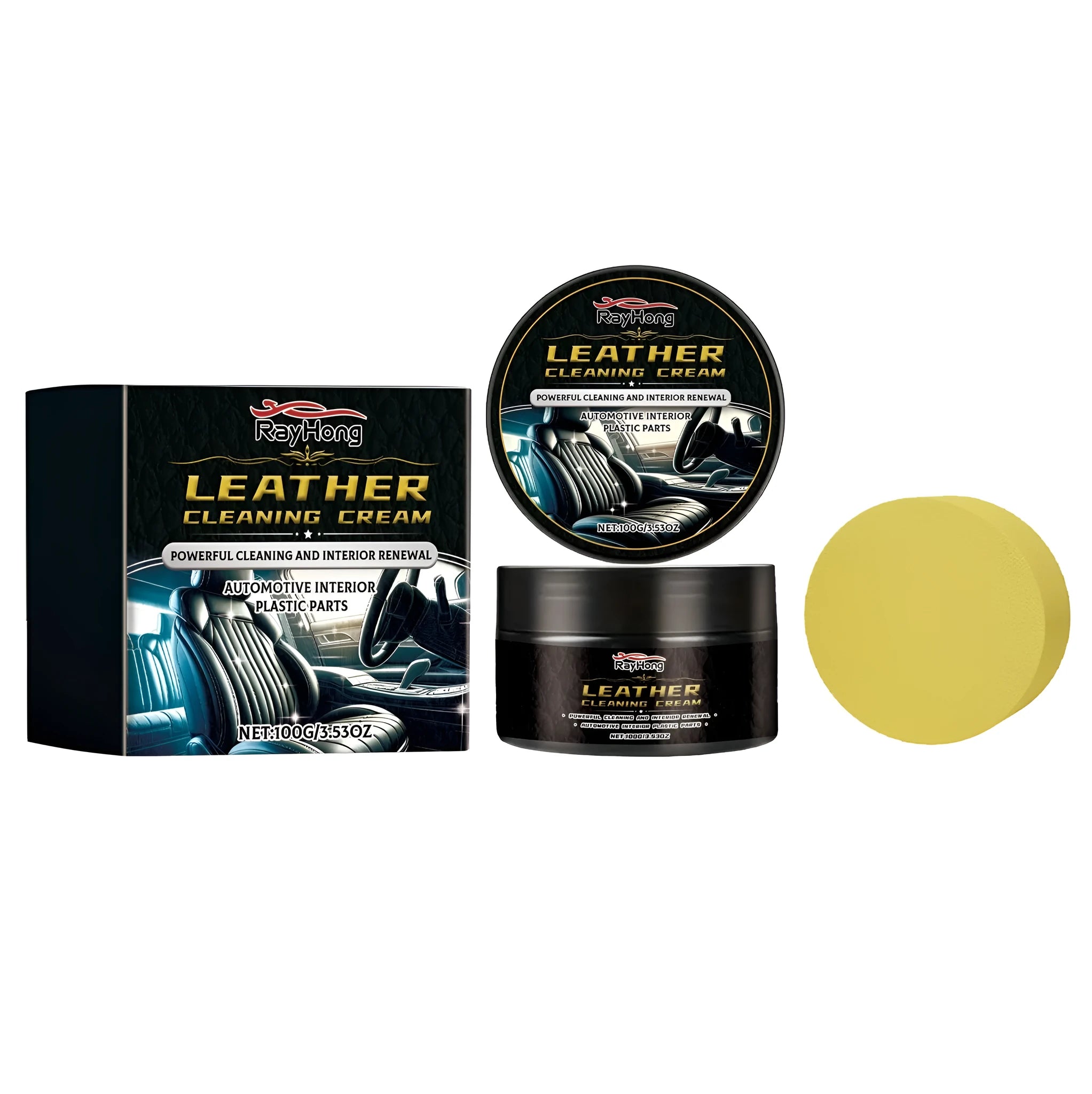 100g leather cleaning cream bottle with sponge applicator for leather maintenance