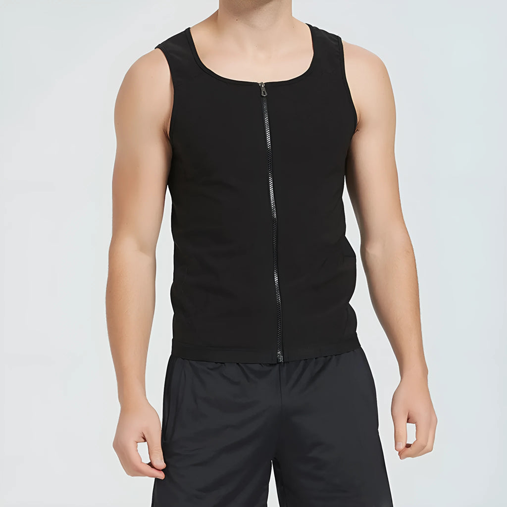 Men's black zip polyester sweatshirt for running, exercise, yoga, and training, available in sizes S to 5XL