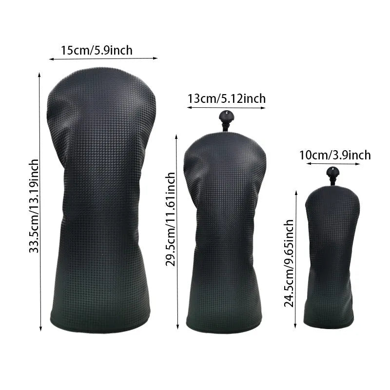 Black golf club cover for No.1 wood with velvet lining on a golf course setting