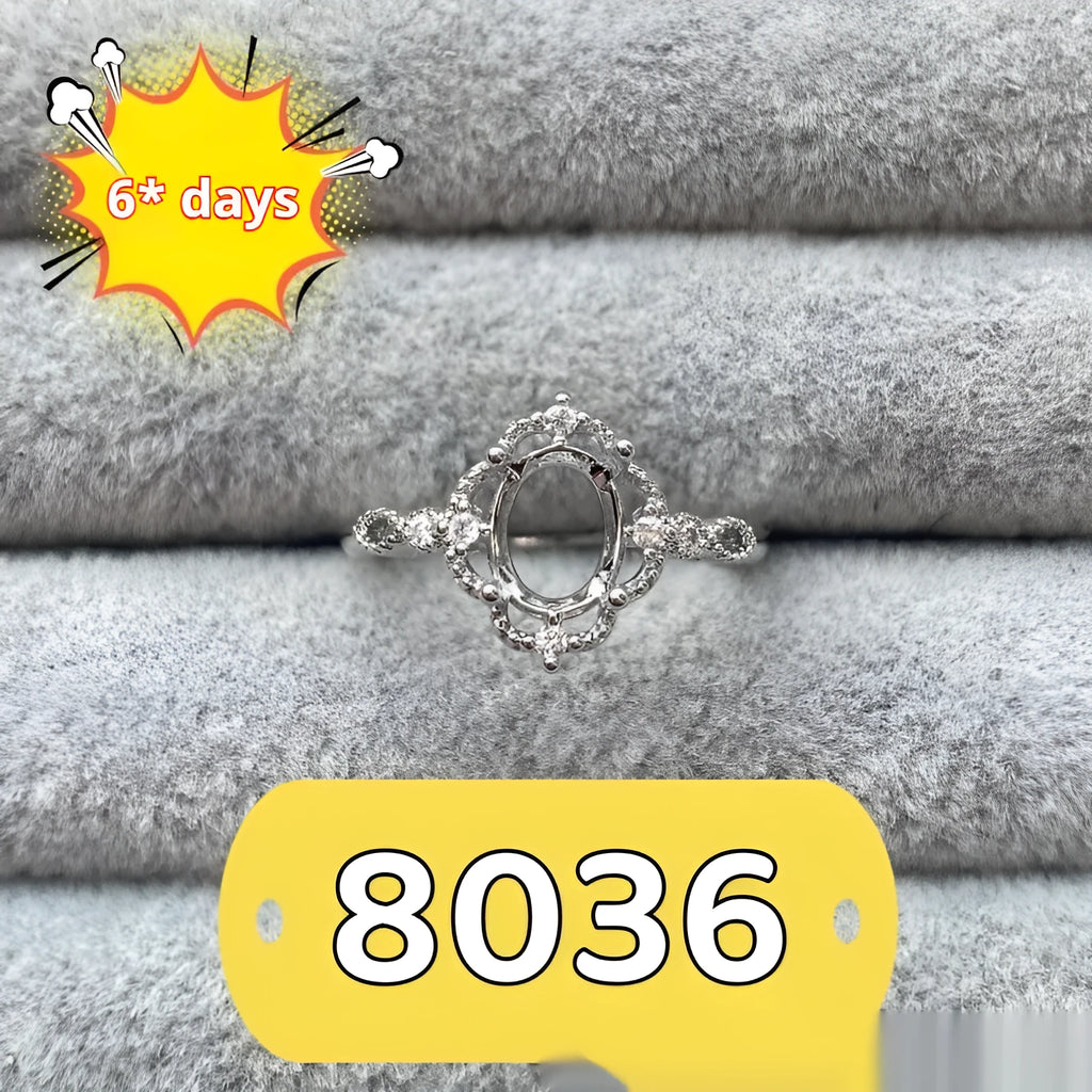 Oval open mouth ring with 6x8mm stone and five-pointed star design on electroplated copper