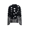 Black men's loose-fit hoodie sweater with pearl decorative trim on the hood.
