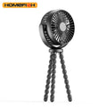 HOMEFISH handheld fan with mounting bracket attached, showing removable front mesh guard.